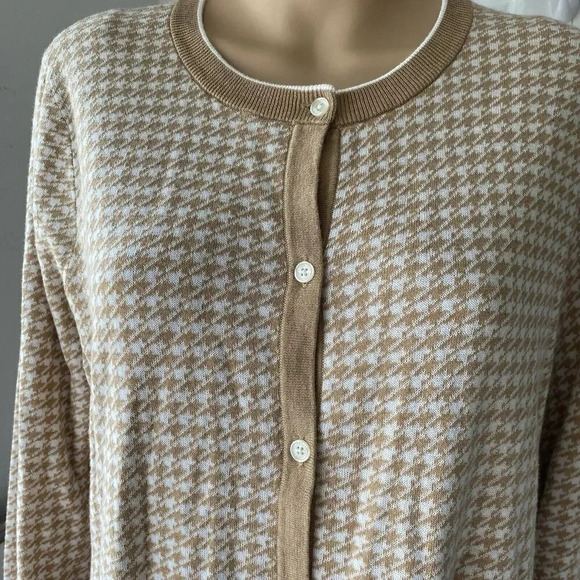 Lands End Women's XLp 18 Supima Cotton Jacquard Knit Pocket Cardigan Sweater - Picture 4 of 6